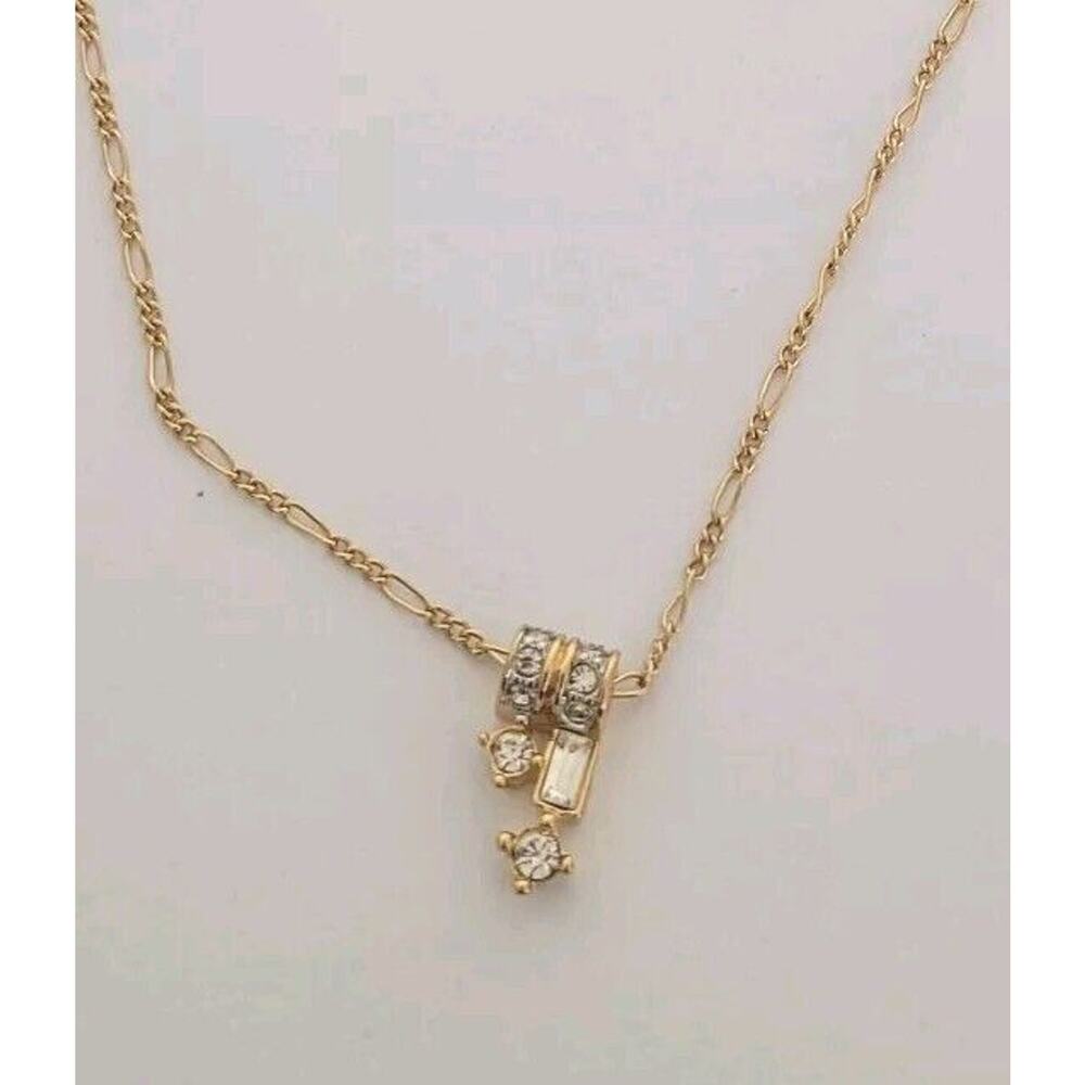 D'Orlan Gold Plated Necklace with Swarovski Crystal Righstones Pedant 16” Chain